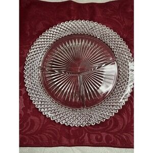 Anchor Hocking MISS AMERICA Crystal Depression Glass 3-Part Divided Plate(29-36)